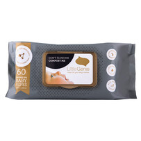 Little Genie | 12 packs | Biodegradable Bamboo Charcoal Baby Wipes | Fragrance Free&ZeroWidthSpace;
