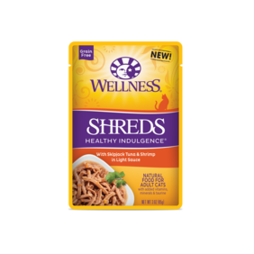 Wellness Healthy Indulgence Shreds with Tuna &amp; Shrimp in Light Sauce